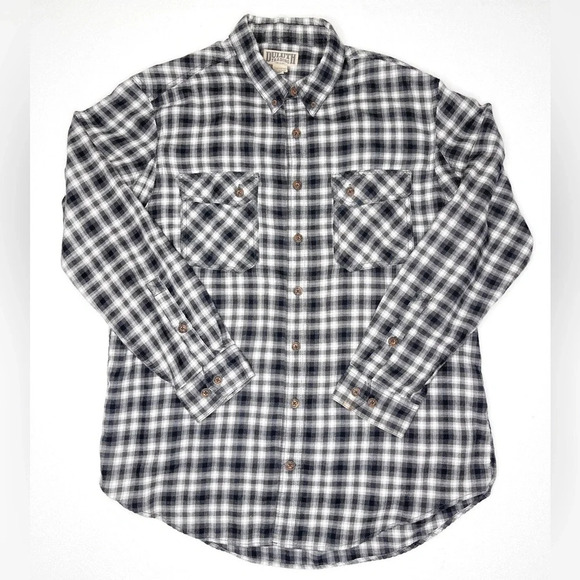 Duluth‎ Trading Free Swingin’ Wicking Flannel Shirt Plaid Black White Size XLT - Picture 1 of 5